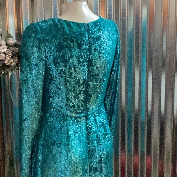 LULYYANG COUTURE TURQ SPARKLE DRESS. AMAZING VINTAGE HERE.  THE PERFECT IT DRESS - Picture 4 of 8
